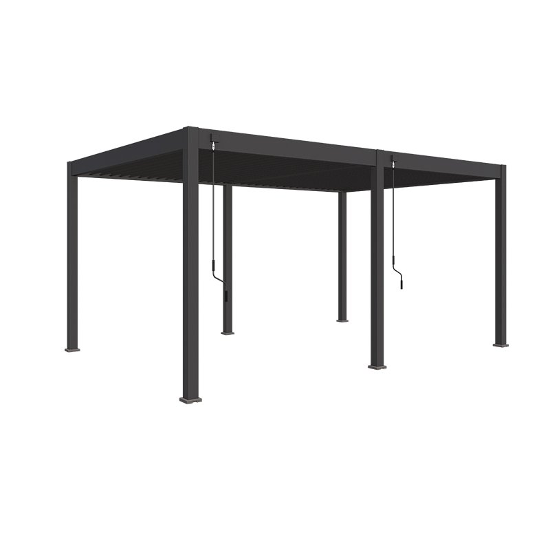 Orion-overkapping-3.6x5.3-zwart-hoek.jpg Orion overkapping 360 x 530 cm – Antraciet - Image 1