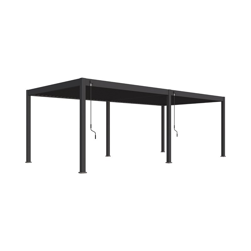 Orion-overkapping-3.6x7.2-zwart-hoek.jpg Orion overkapping 360 x 720 cm – Antraciet - Image 1